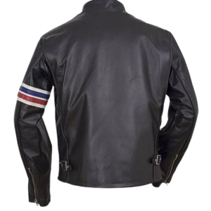 Men’s Striped Biker Leather Jacket