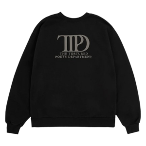 TAYLOR SWIFT THE TORTURED POETS DEPARTMENT BLACK CREWNECK